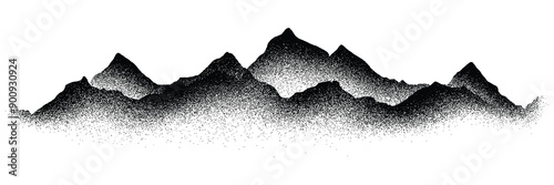 Imitation of a mountain landscape, noisy stippled grainy texture, banner