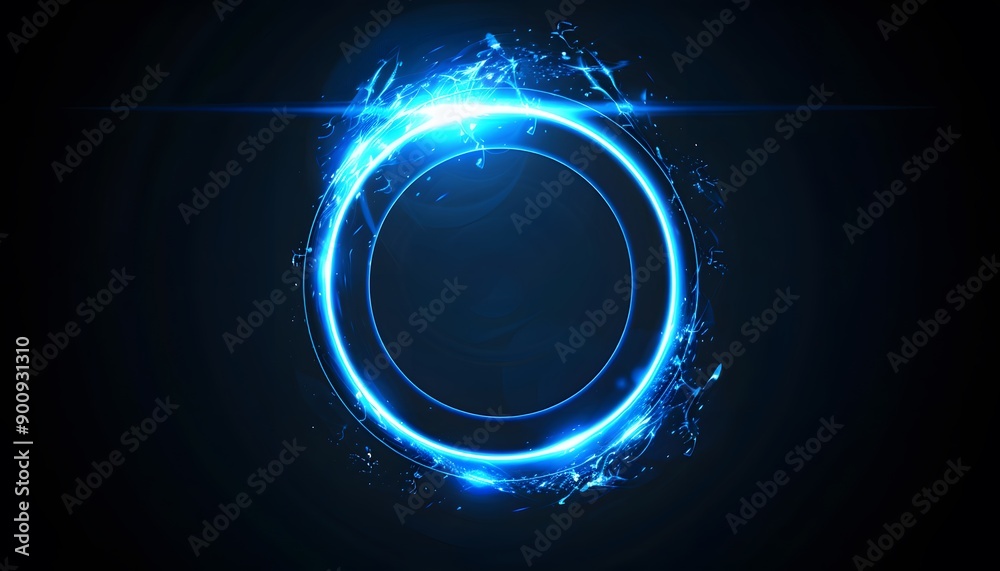 blue circle neon ring on dark background blue circle neon ring on dark background