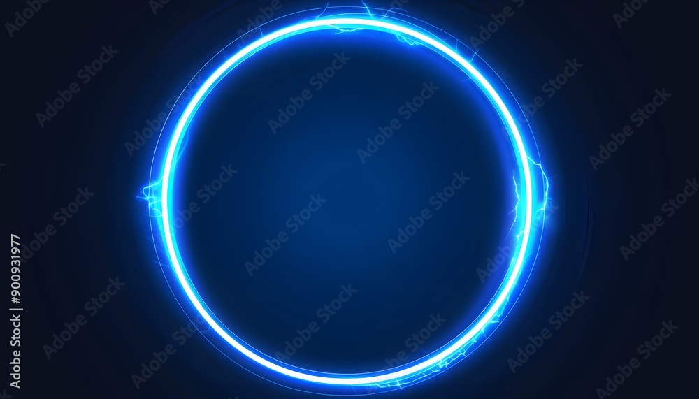 blue circle neon ring on dark background blue circle neon ring on dark background
