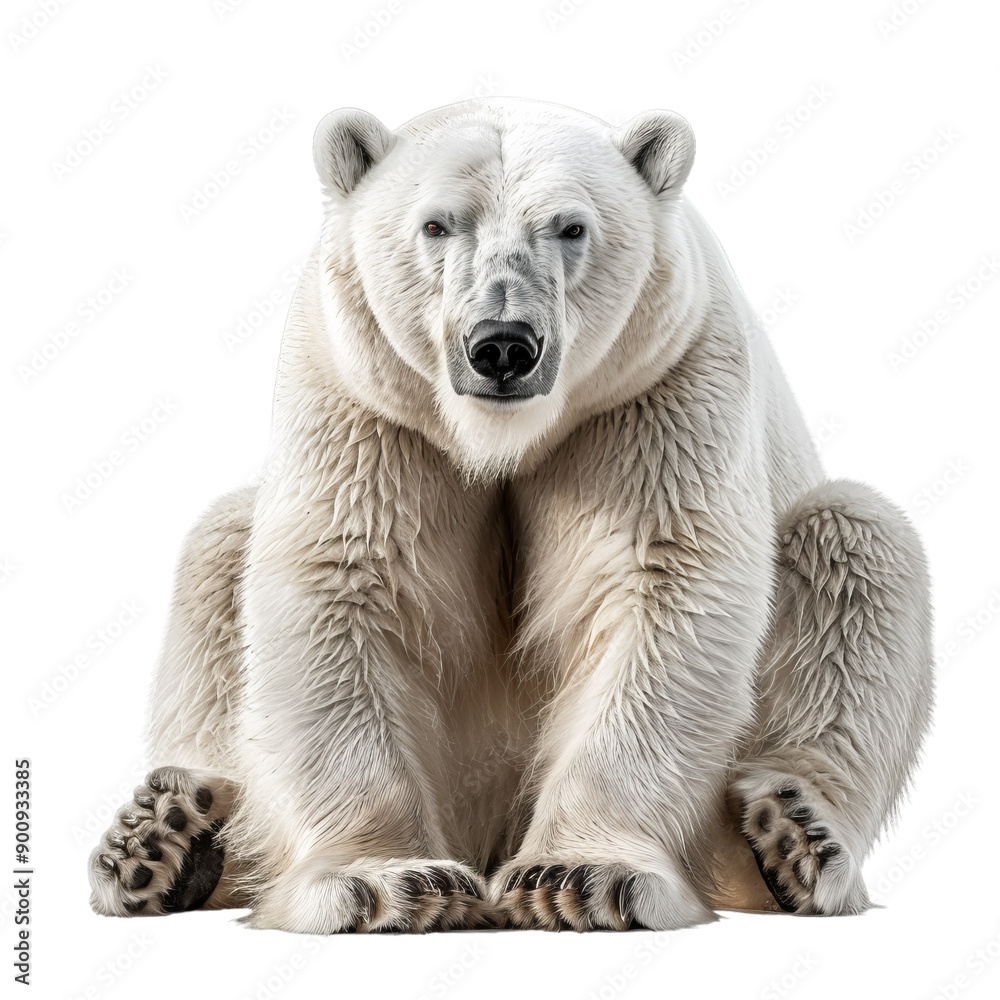 Polar sitting bear isolated on transparent background, png
