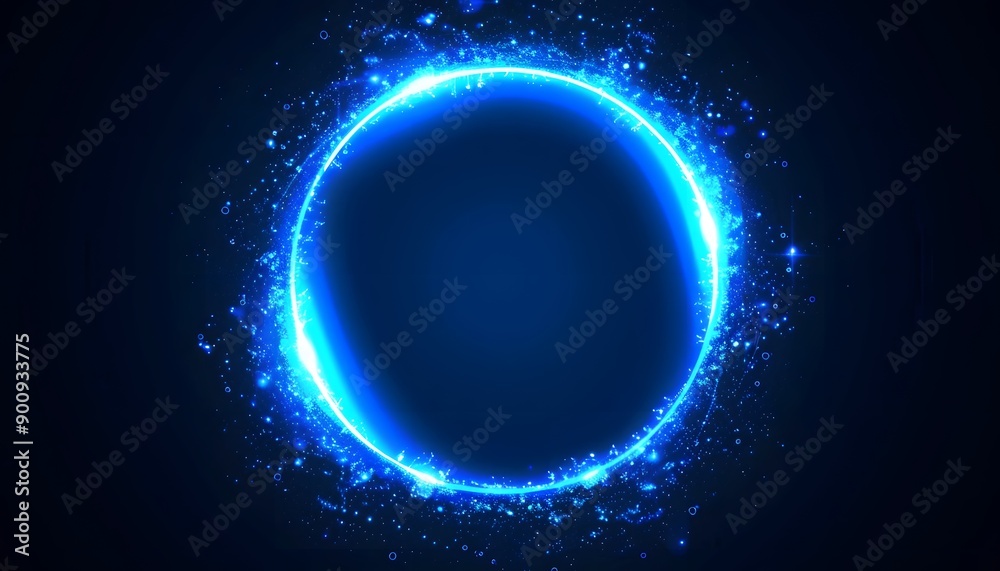 blue circle neon ring on dark background blue circle neon ring on dark background