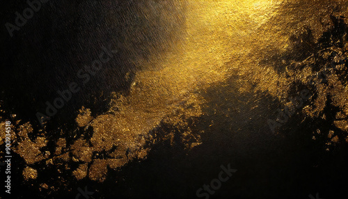 黒と金の背景素材。黒い背景に浮かぶ金の装飾。Black and gold background material. Gold decoration floating on a black background.