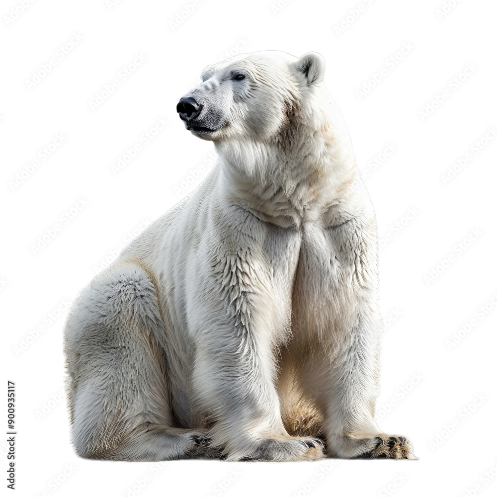 Polar bear sitting isolated on transparent background, png Polar bear sitting isolated on transparent background, png