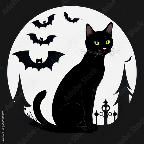 black cat on the moon