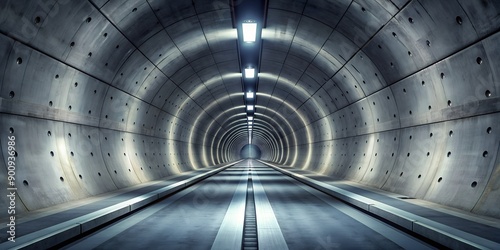 sci Fi Modern Concrete Cement Asphalt Futuristic Tunnel Dark Underground Basement 3d illustration AI Generative