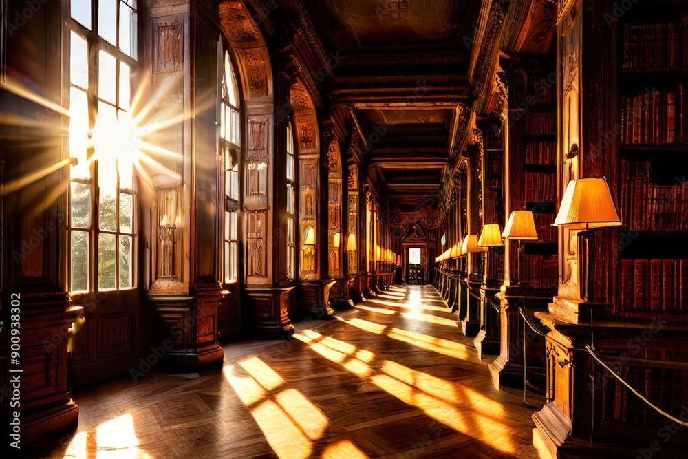 the AI Image Generator, Majestic Antique Library Hallway the AI Image Generator, Majestic Antique Library Hallway