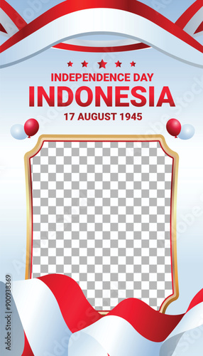 Indonesia celebrate indepencence day social media post frame vertikal photo background