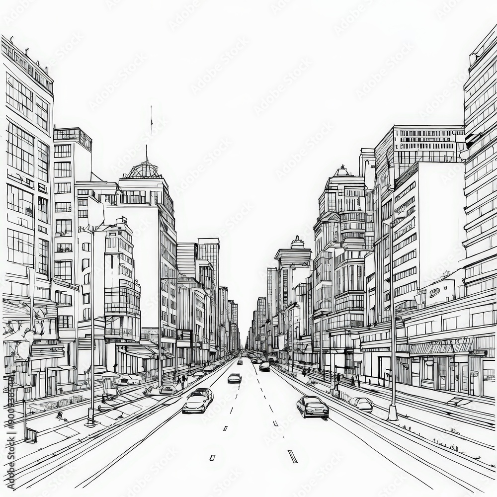Naklejka premium the AI Image Generator, Sketch view of City.