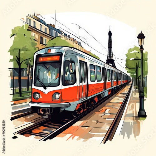 an AI Image Generator, Streetcar isolated