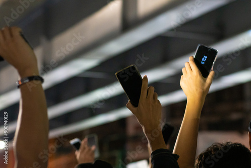 Wallpaper Mural Protesters show three finger salute symbolic gestures at Democracy Monument to protest against the government Torontodigital.ca