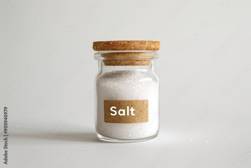 Isolated Brown Glass Salt Container with Label on Blank White Generative Illustration Isolated Brown Glass Salt Container with Label on Blank White Generative Illustration
