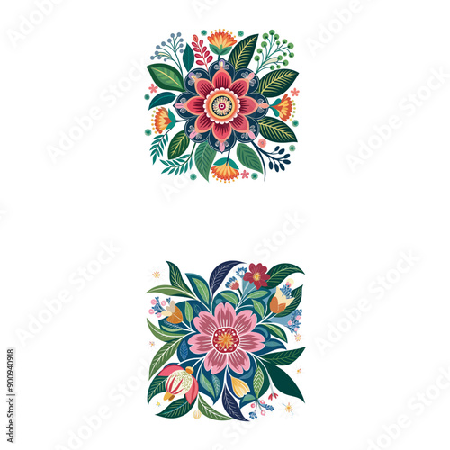 Creative Outline flower set  designs.