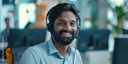 A person with a beard wearing a headset, possibly for gaming or communication