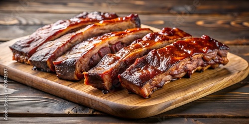 boneless barbecue ribs on cutting board AI-Created Content