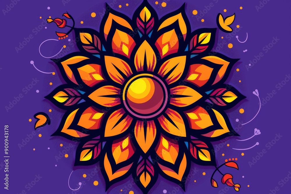 Abstract Floral Mandala Design in Orange and Yellow Hues Abstract Floral Mandala Design in Orange and Yellow Hues