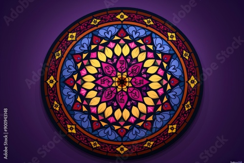 Colorful Mandala Design with Stained Glass Effect