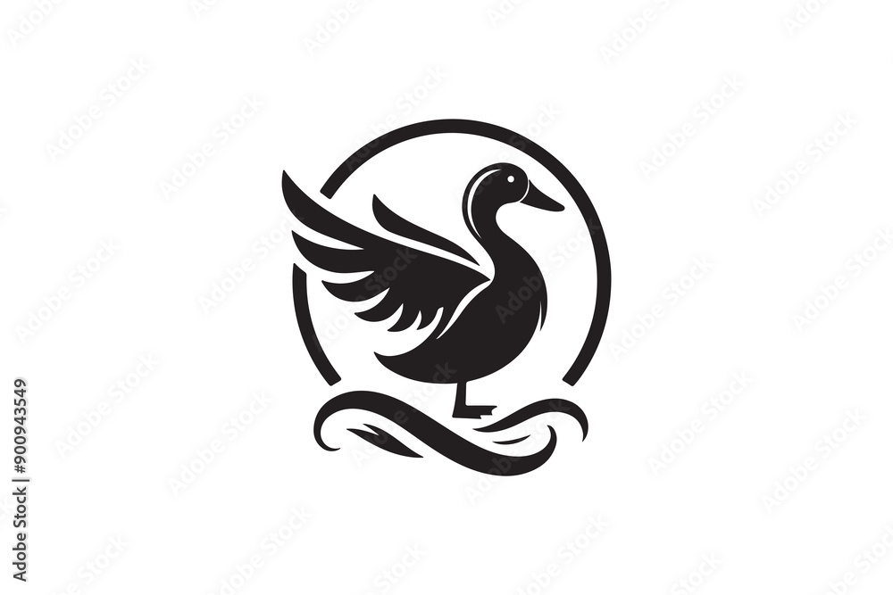 Obraz premium create a duck logo silhouette vector with white background.