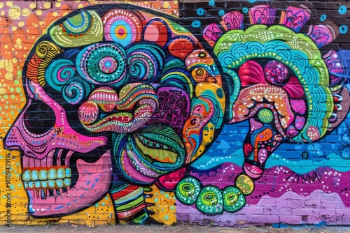 Wallpaper Mural Abstract digital rendering of a brain with glowing neural connections symbolizing cognitive processes and technology in a serene and ethereal style Torontodigital.ca