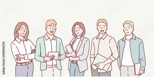 Group of business people to successful. Business team with determination and confidence. Hand drawn style vector design illustrations.