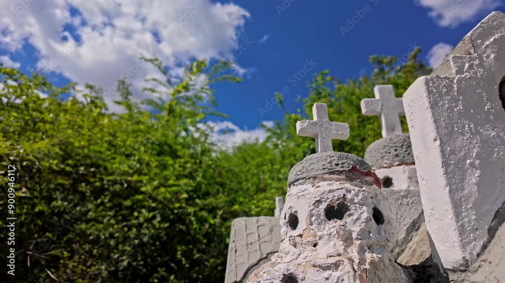 Small Roadside Shrines Along The Curvy Roads At Crete In Greece. Pullback Shot Small Roadside Shrines Along The Curvy Roads At Crete In Greece. Pullback Shot