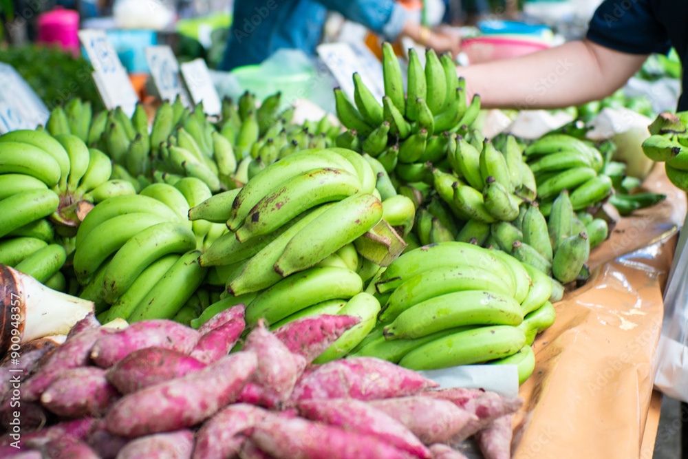 Fresh raw asian vegetable and fruit sell in local market city Fresh raw asian vegetable and fruit sell in local market city