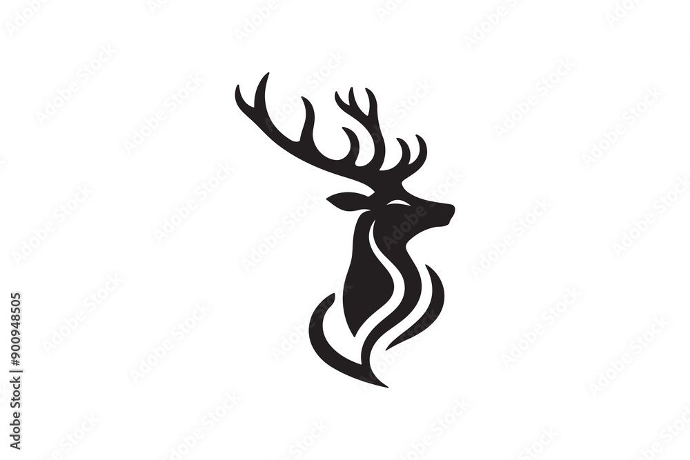 Obraz premium create a deer logo silhouette vector with white background
