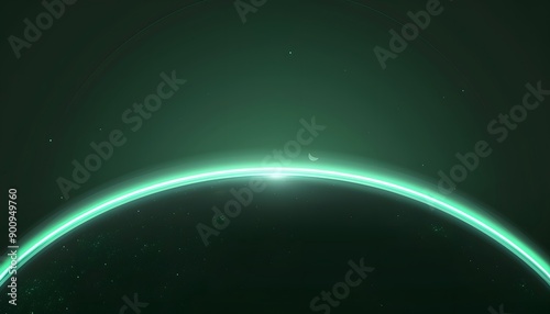 Space scene. Green nebula with planet