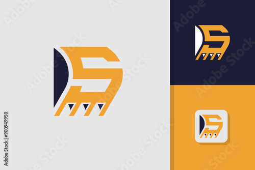 Letter s Excavator logo design illustration vector template