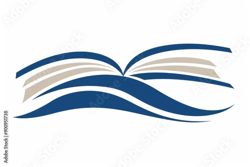 Abstract Book Logo Design with Waves