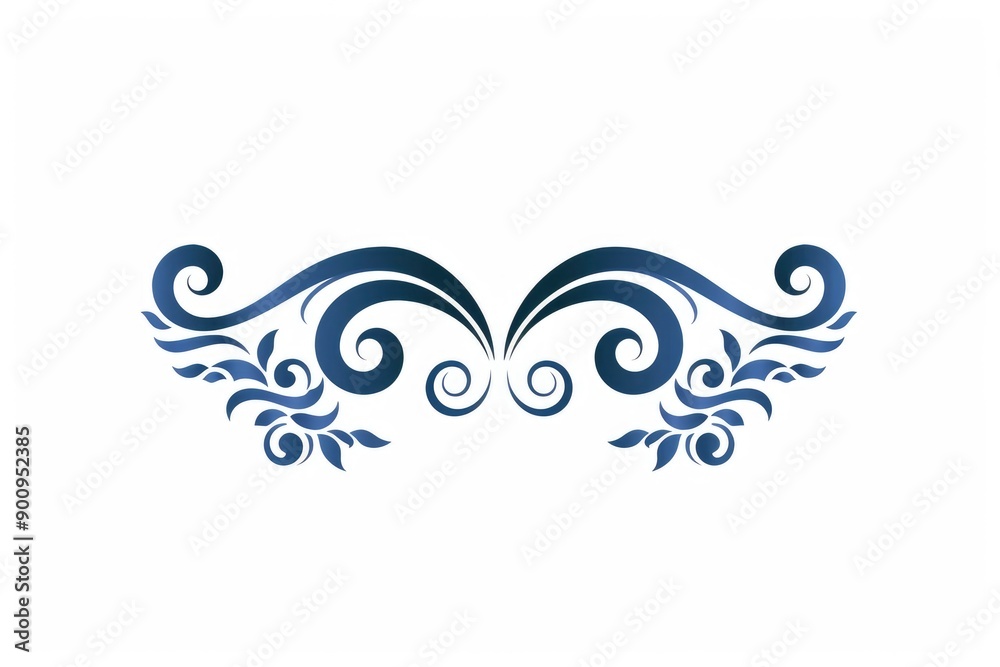 Elegant Blue Swirls Floral Design Element Elegant Blue Swirls Floral Design Element