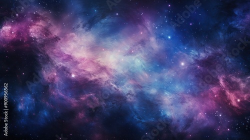 Wallpaper Mural A captivating depiction of distant galaxies and star clusters set against the deep blackness of space. The image reveals a spectrum of colors from bright blues and pinks to soft purples,  Torontodigital.ca