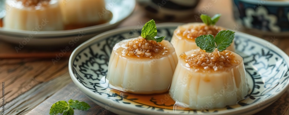 Thai palm sugar and coconut dessert, Thai dessert, caramelized flavor Thai palm sugar and coconut dessert, Thai dessert, caramelized flavor