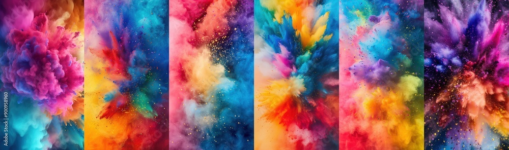 Vibrant colorful powder explosion art mobile wallpaper set Vibrant colorful powder explosion art mobile wallpaper set