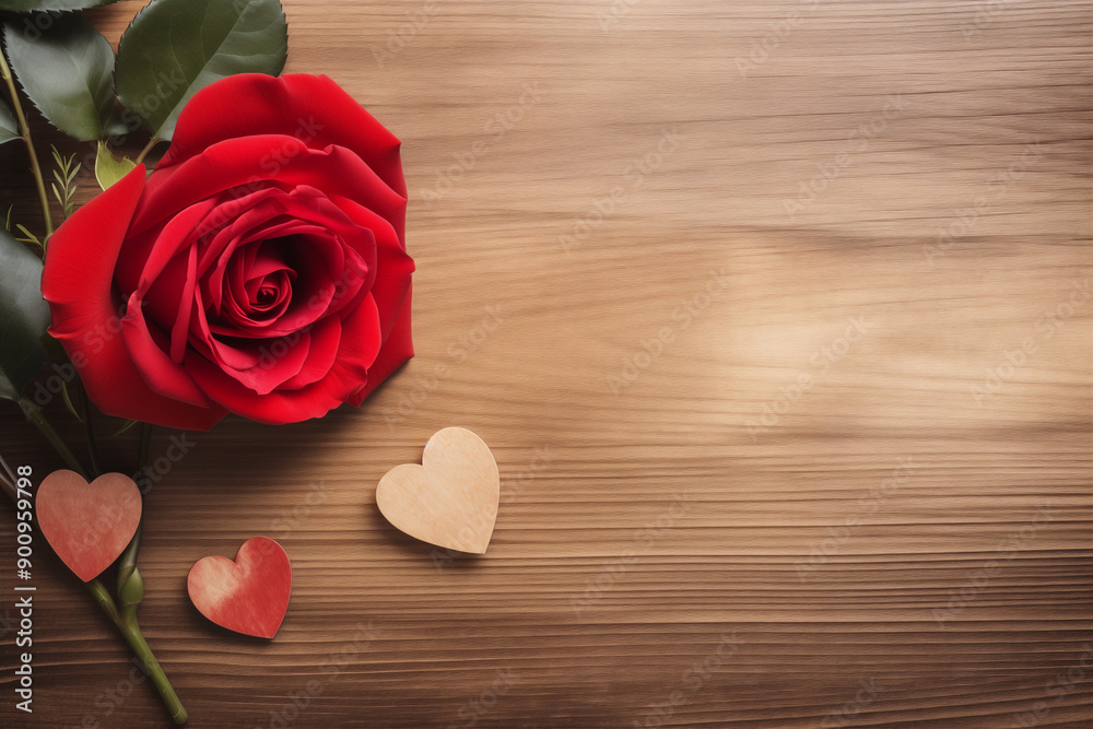 red roses on wooden background