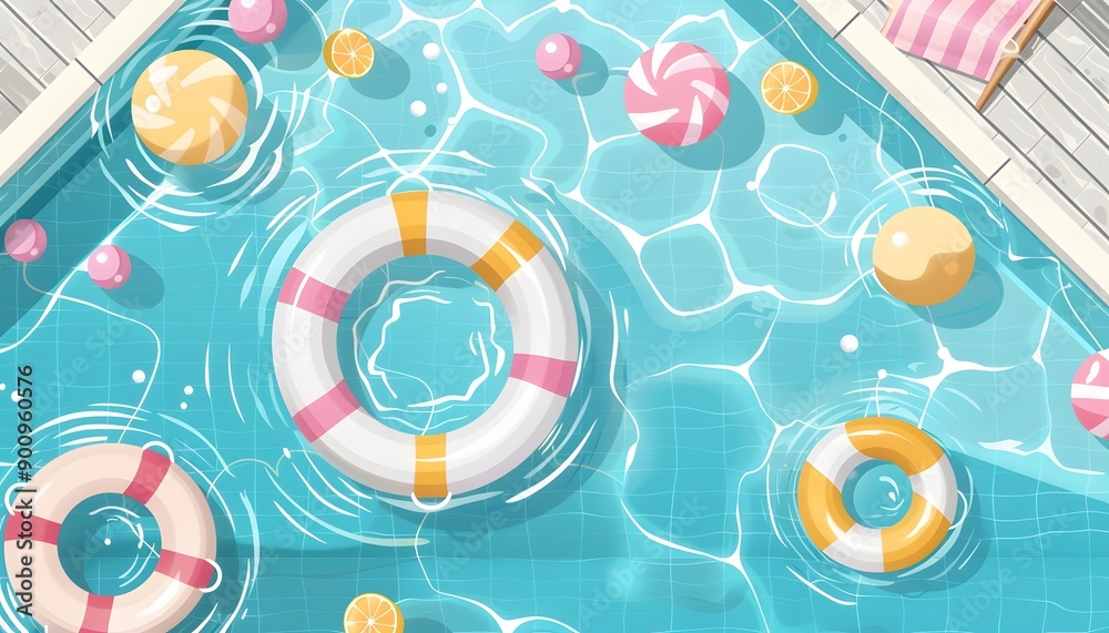 swimming ring floating in the pool swimming ring floating in the pool