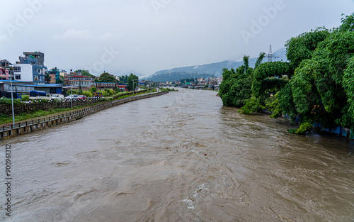 bagmati river flood in kathmandu, Nepal. photo