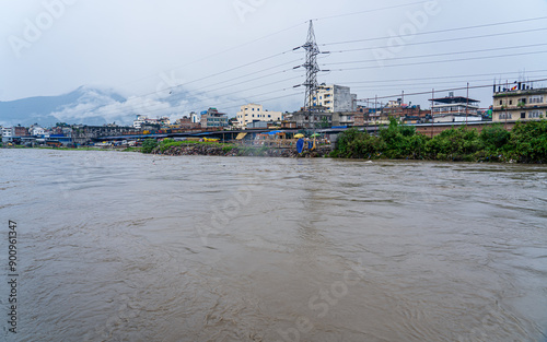 bagmati river flood in kathmandu, Nepal. photo