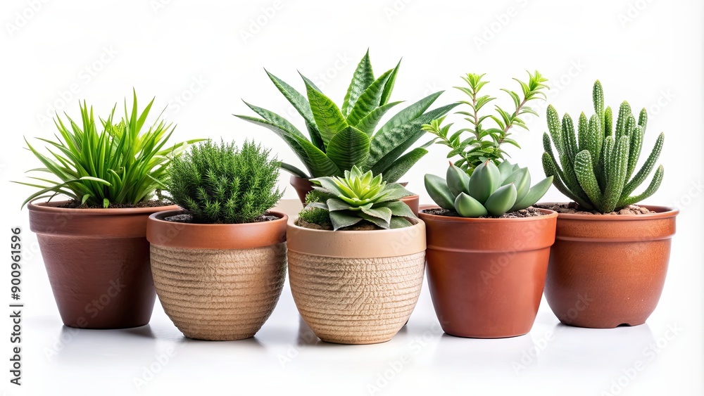 Beautiful plants in ceramic pots isolated on background. rendering, plants, ceramic pots, isolated Beautiful plants in ceramic pots isolated on background. rendering, plants, ceramic pots, isolated
