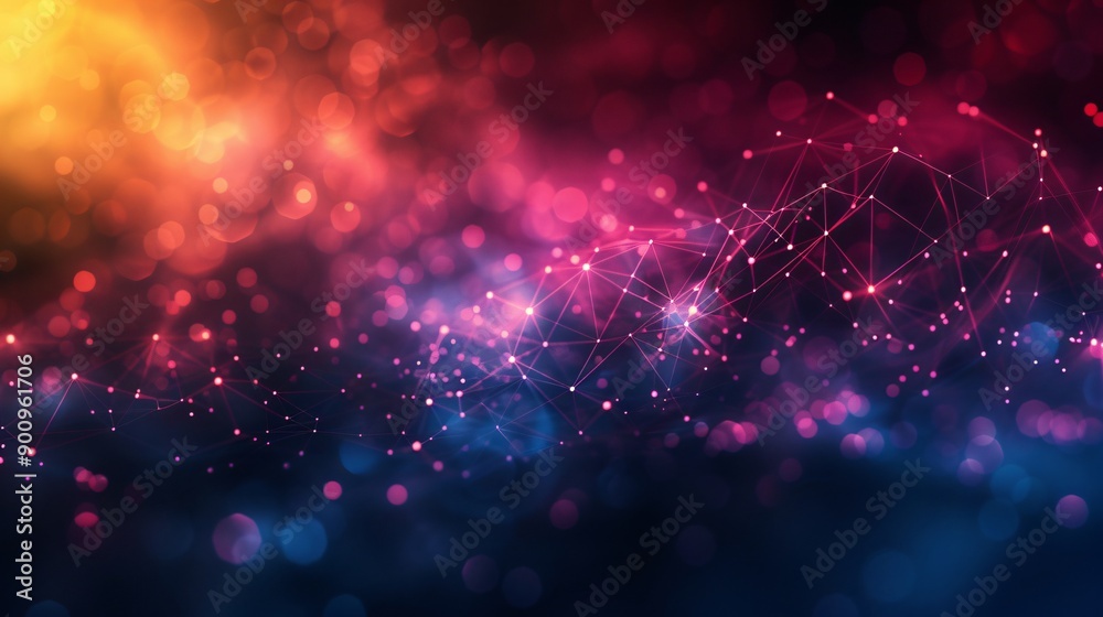 Abstract Network Connection with Glowing Lights Abstract Network Connection with Glowing Lights