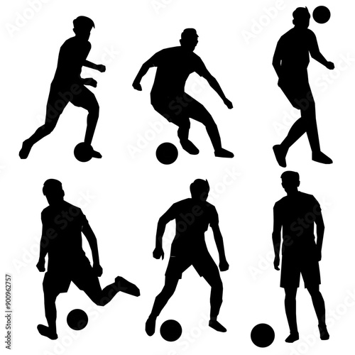 a set of silhouettes of football players. isolated on white background. graphic vector illustration.