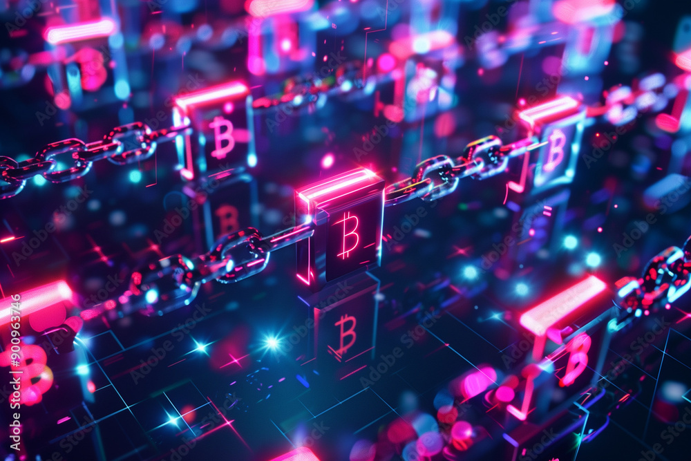 Obraz premium Blockchain Technology - Cryptocurrency Concept