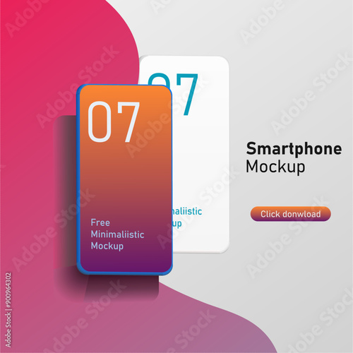 Modern mock up smartphone for presentation, information graphics, app display, perspective view, eps vector format.