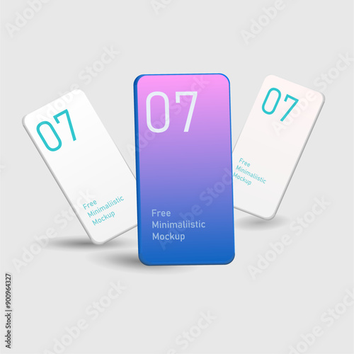 Modern clay mock up smartphone for presentation, information graphics, app display, standing view eps vector format.