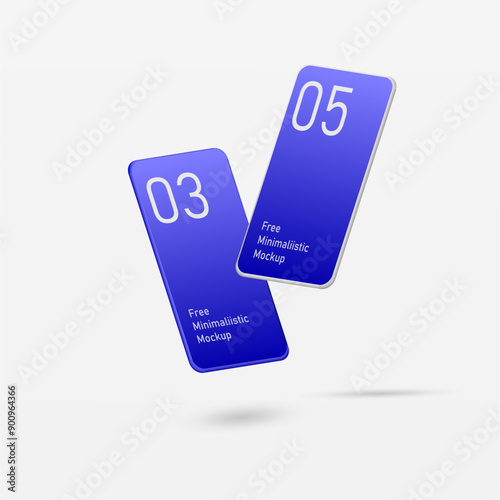 Modern clay mock up smartphone for presentation, information graphics, app display, standing view eps vector format.