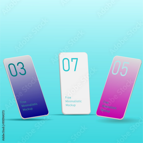 Modern clay mock up smartphone for presentation, information graphics, app display, standing view eps vector format.