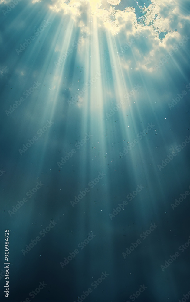 Fototapeta premium Light Rays from Above on Dark Cloudy Sky Background