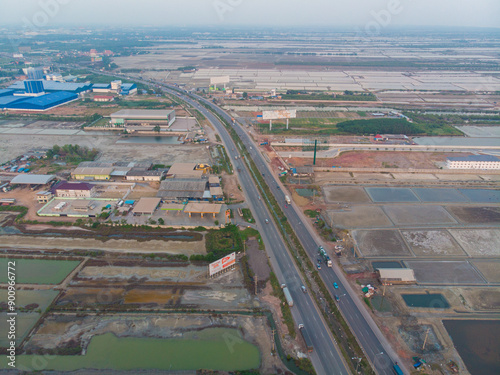 Salt field food industry aerial view photo