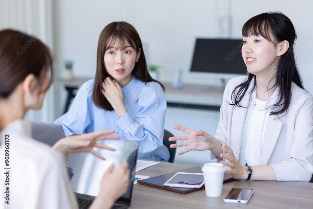 Obraz premium 会議をするビジネスウーマン