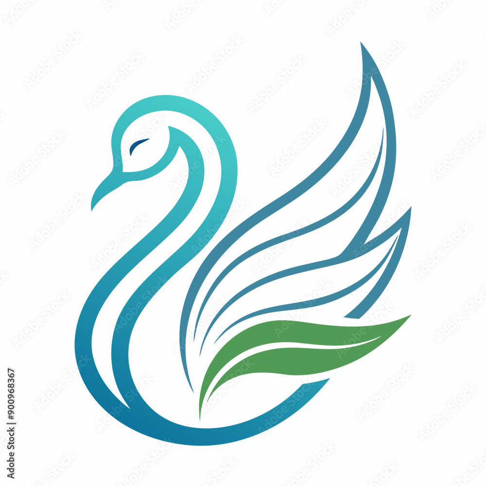Swan and leaf logo with line style vector art Illustration Swan and leaf logo with line style vector art Illustration