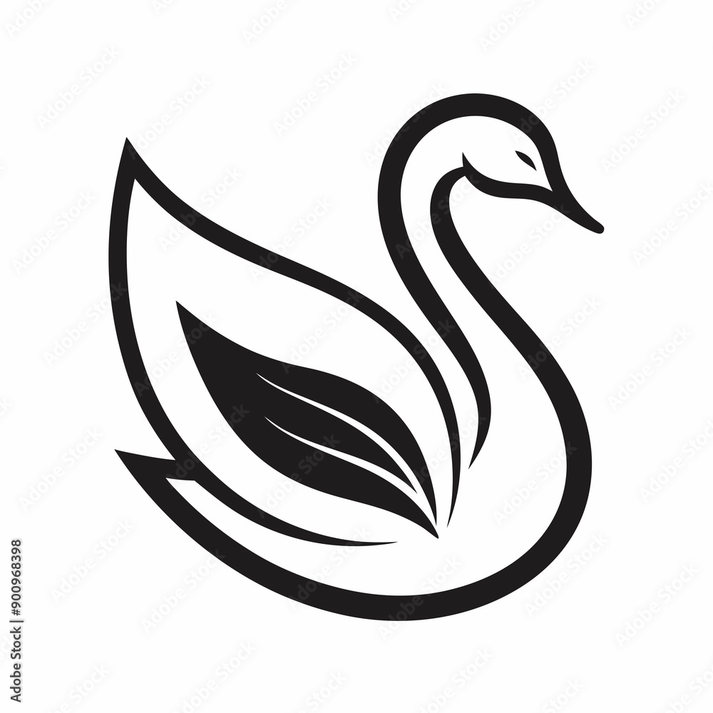 Swan and leaf logo with line style vector art Illustration Swan and leaf logo with line style vector art Illustration